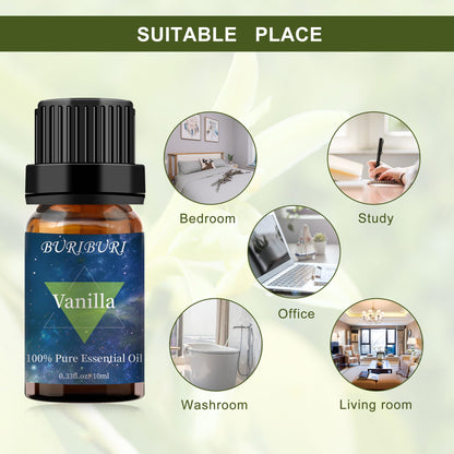 BURIBURI Vanilla & Coffee Essential Oil Set (10ml) – 100% Pure Fragrance Oils