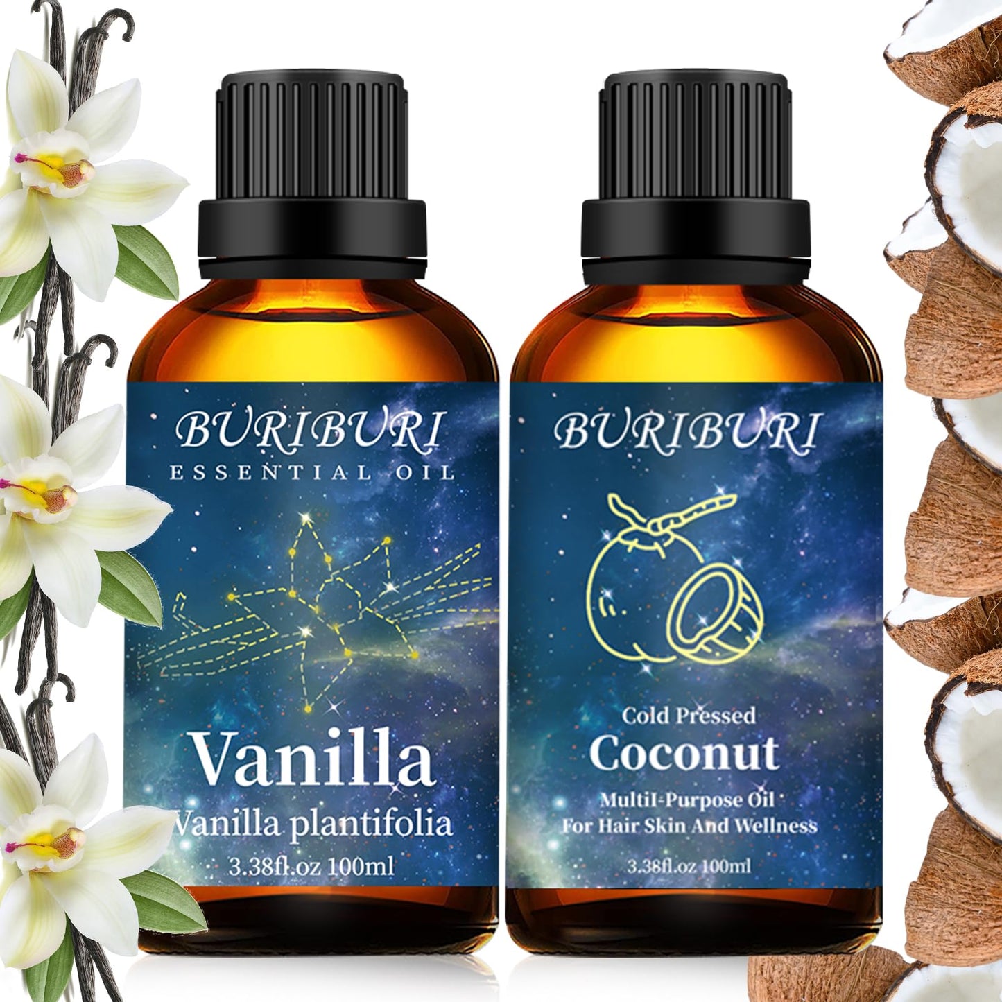 BURIBURI Vanilla & Coconut Essential Oils 100ml – Organic Aromatherapy