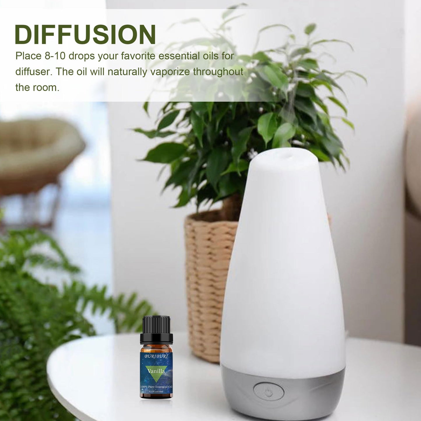 BURIBURI Vanilla Essential Oil – 100% Pure, Undiluted for Diffuser & Massage
