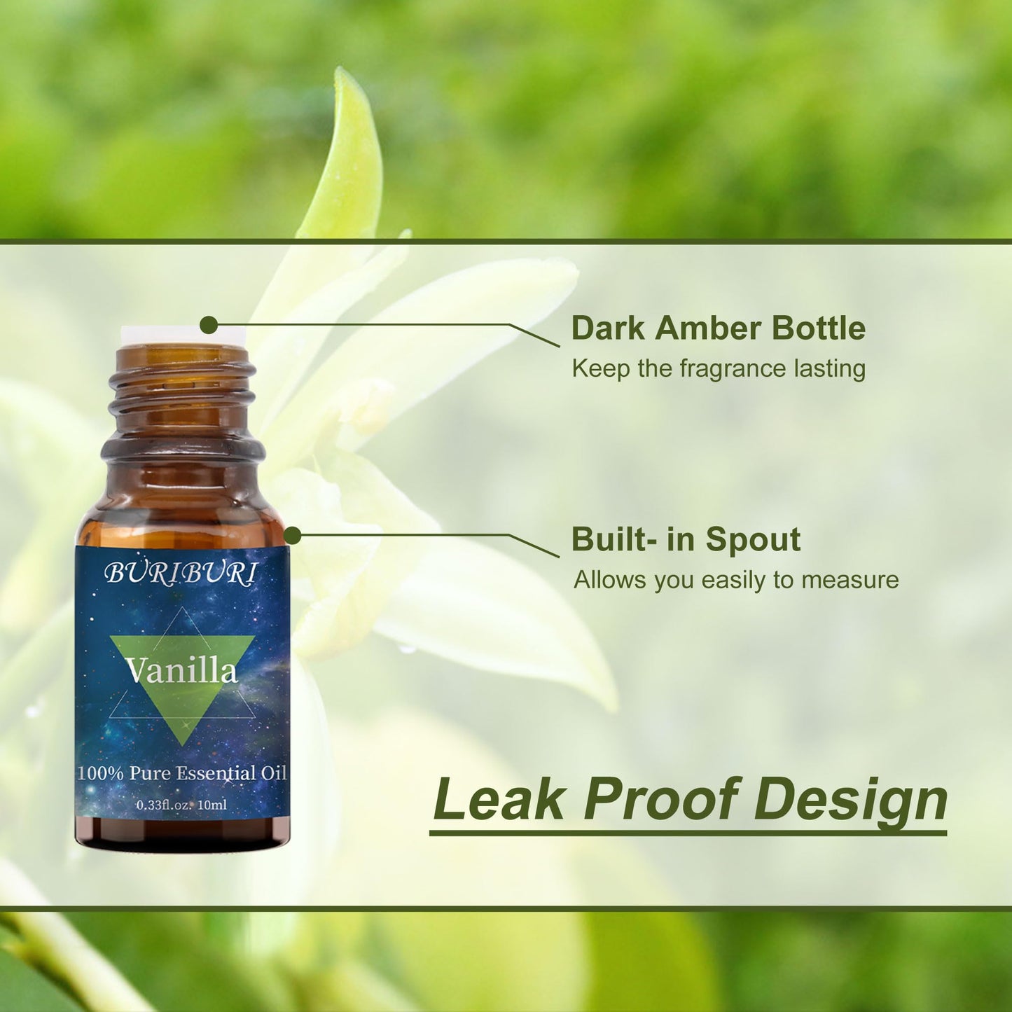 BURIBURI Vanilla Essential Oil – 100% Pure, Undiluted for Diffuser & Massage