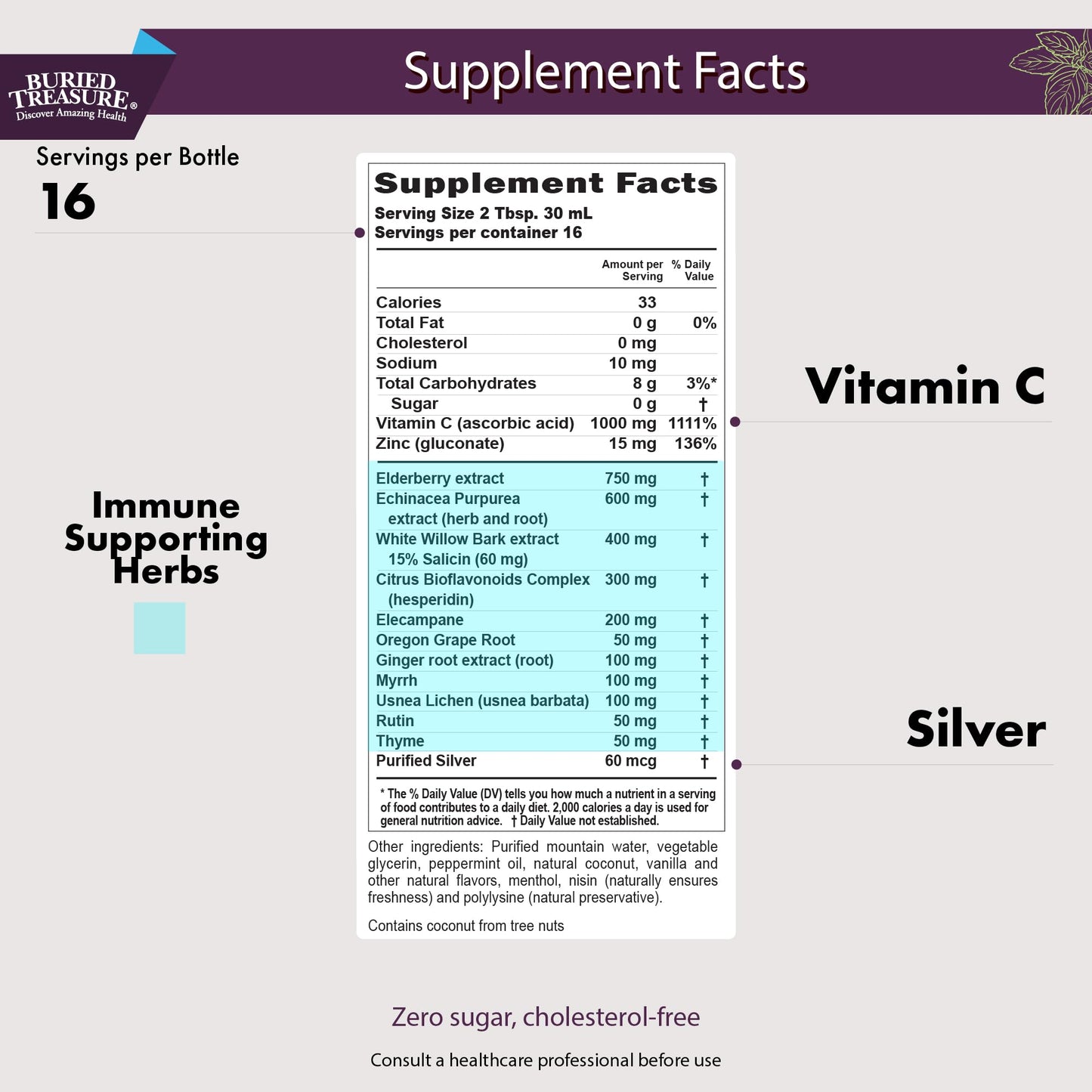 Buried Treasure ACF Immune Support - Vitamin C, Elderberry & Zinc