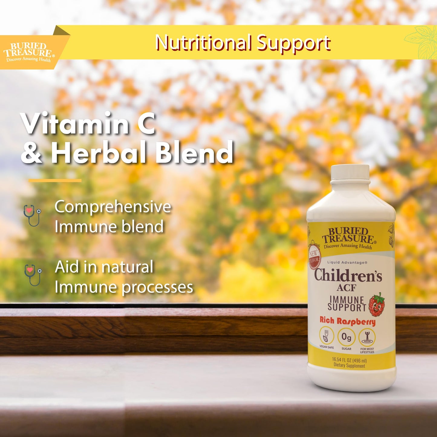 Buried Treasure Children's ACF - 16oz, 16 Servings - Immune Support with Elderberry, Vitamin C, Zinc, Echinacea