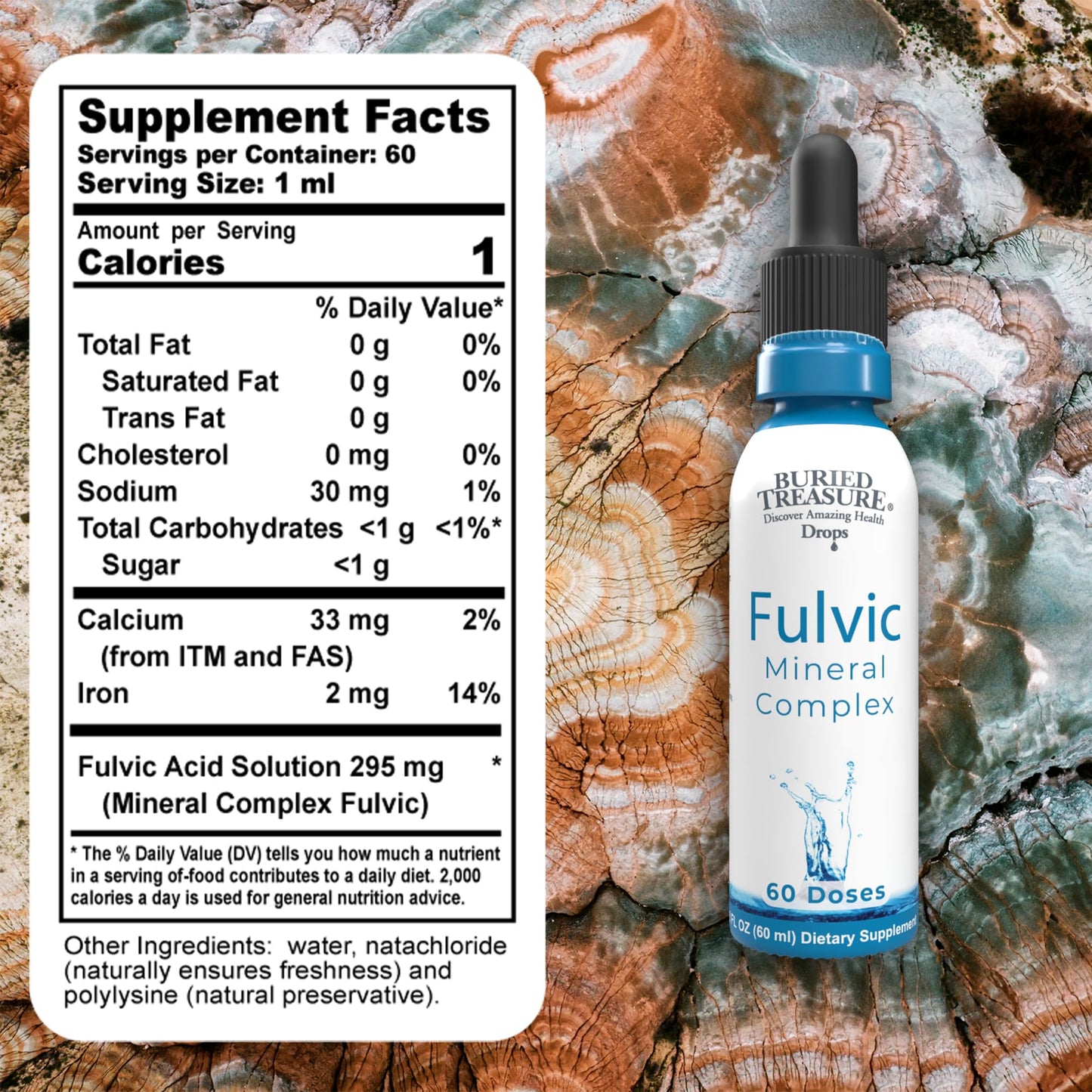 Buried Treasure Fulvic Mineral Drops – 295mg Trace Minerals, Ionic Fulvic Acid (2 fl oz, Pack of 2)