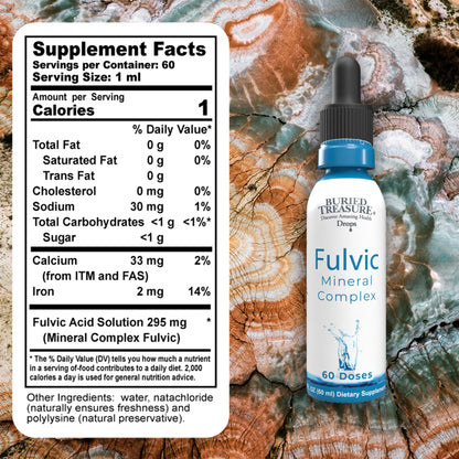 Buried Treasure Fulvic Mineral Drops – 295mg Trace Minerals, Ionic Fulvic Acid (2 fl oz, Pack of 2)
