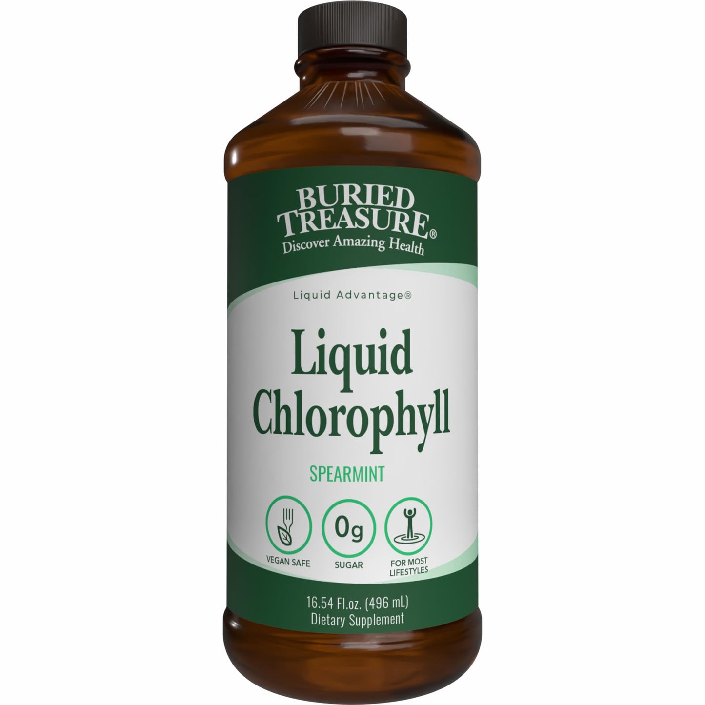 Buried Treasure Liquid Chlorophyll 100 mg – Energy & Immune Support, Detox (Spearmint, 16 oz)