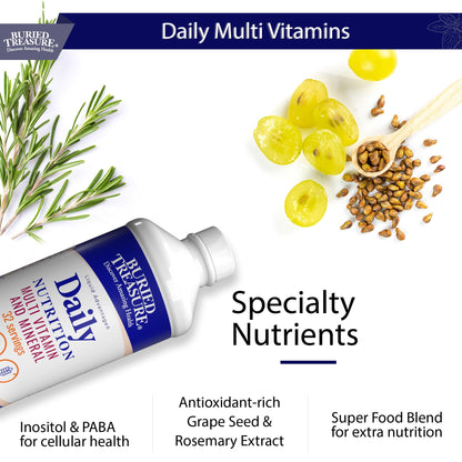 Buried Treasure Daily Nutrition Liquid Multivitamin with Trace Minerals & Superfoods - 32 Servings
