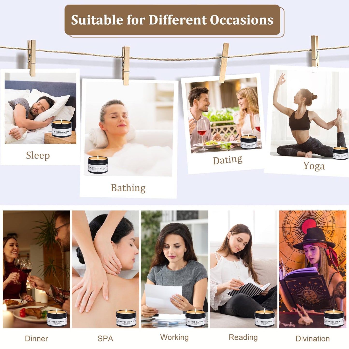 6 Pack Scented Candles Gift Set for Women & Men - Natural Soy Wax Aromatherapy Jar Candles