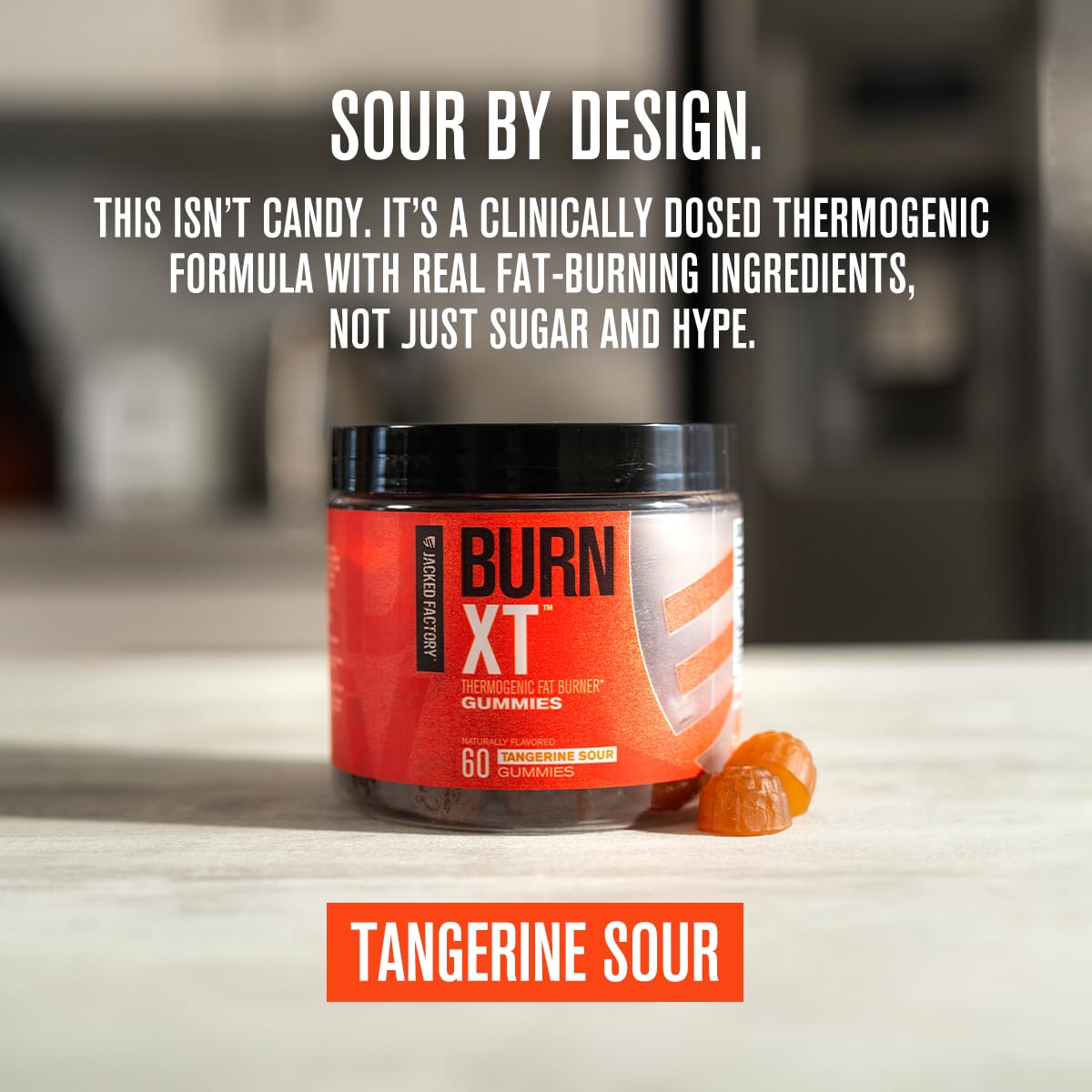 Burn-XT Gummies by Jacked Factory – Thermogenic Fat Burner & Appetite Suppressant (60 Gummies, Tangerine Sour)