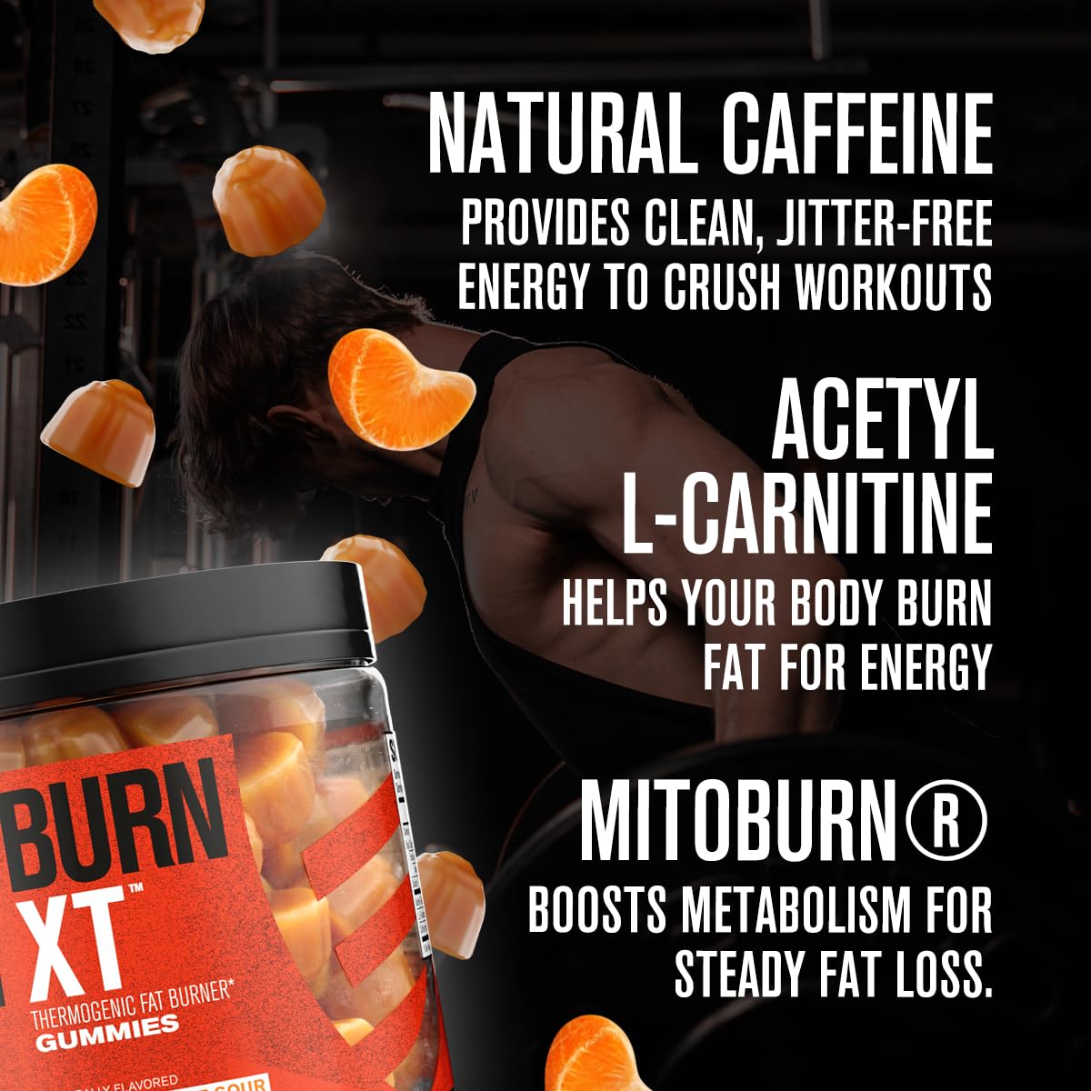 Burn-XT Gummies by Jacked Factory – Thermogenic Fat Burner & Appetite Suppressant (60 Gummies, Tangerine Sour)