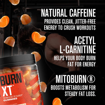 Burn-XT Gummies by Jacked Factory – Thermogenic Fat Burner & Appetite Suppressant (60 Gummies, Tangerine Sour)