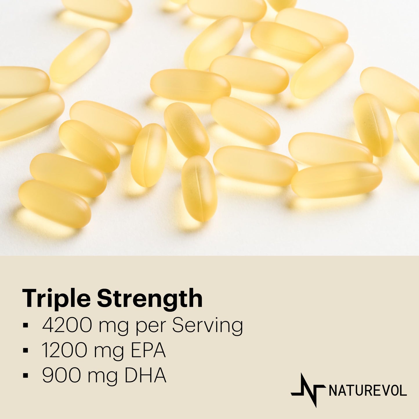 Triple Strength Omega-3 Fish Oil 4200mg – Burpless, Wild-Caught, Lemon | 240 Softgels