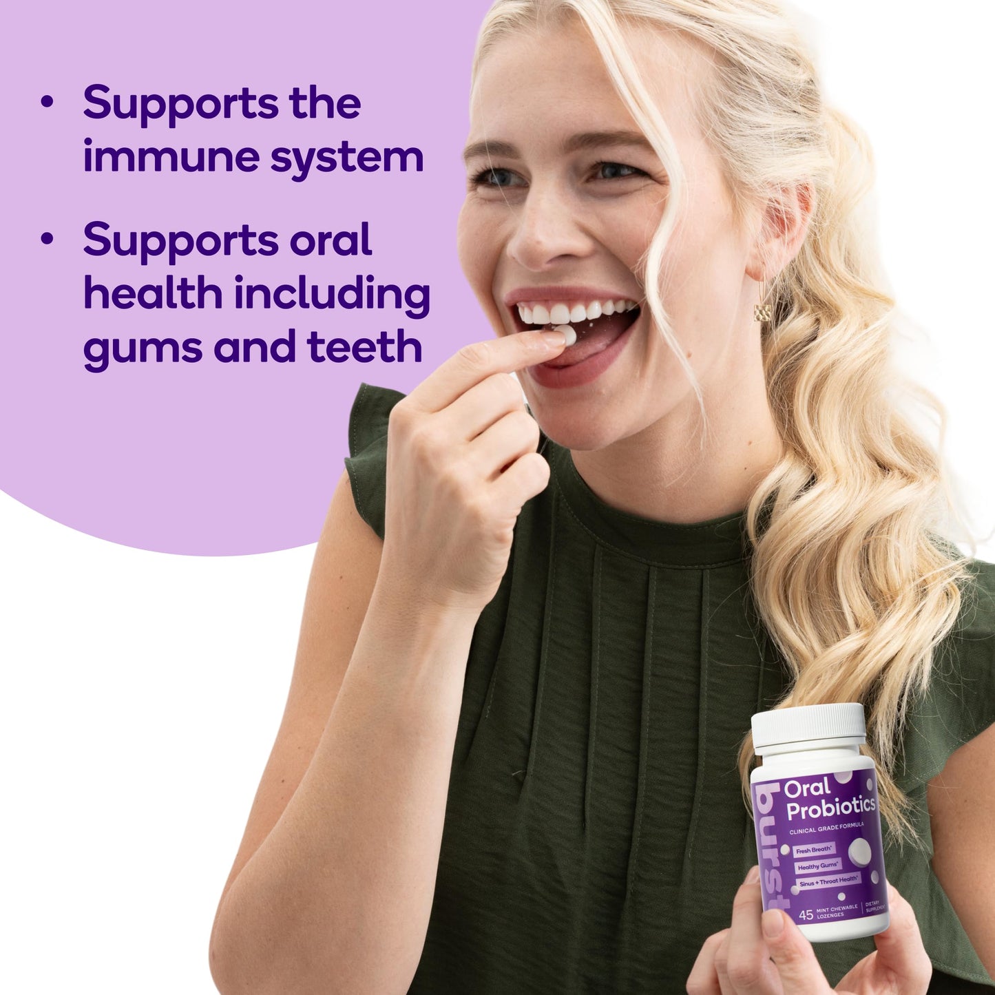 Burst Dental Probiotics (45 Count) | Bad Breath, Immune Support & Upper Respiratory Health | BLIS K12 & M18