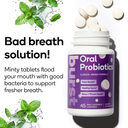 Burst Dental Probiotics (45 Count) | Bad Breath, Immune Support & Upper Respiratory Health | BLIS K12 & M18
