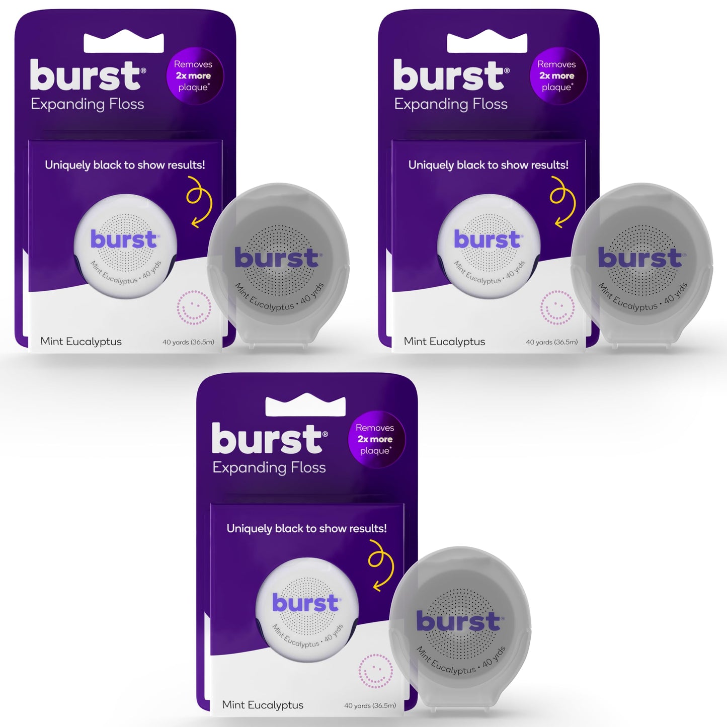 Burst Expanding Dental Floss – Mint Eucalyptus, 120 Yards (Vegan, Paraben Free)
