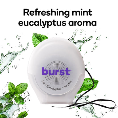 Burst Expanding Dental Floss – Mint Eucalyptus, 120 Yards (Vegan, Paraben Free)