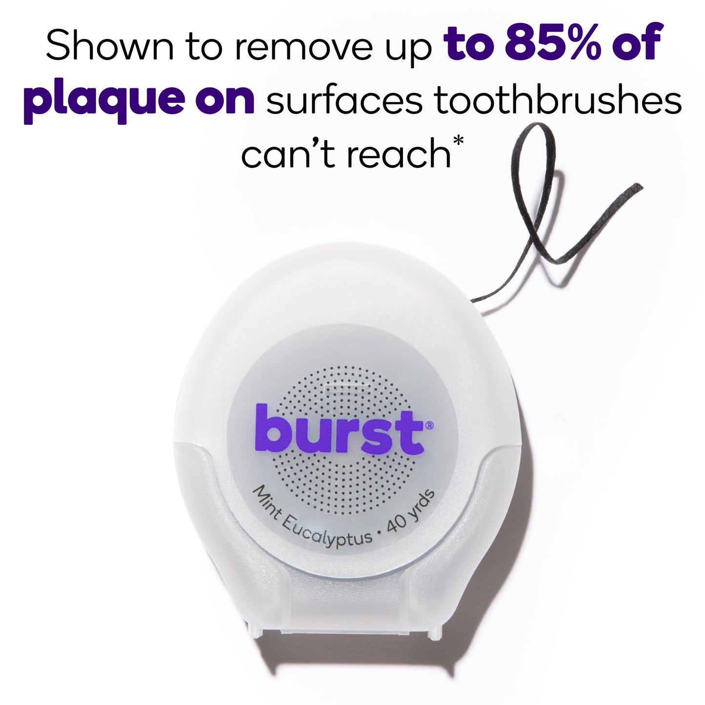BURST Expanding Dental Floss - Mint Eucalyptus, 40 Yards | Vegan & Paraben Free | Xylitol Coating