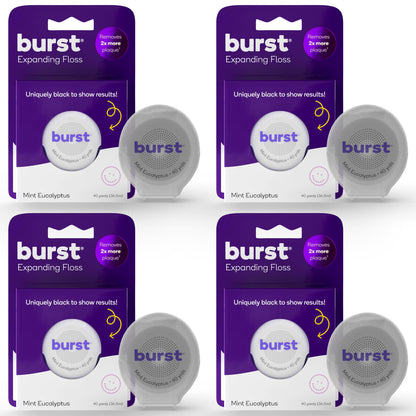 BURST Expanding Dental Floss – Mint Eucalyptus (160 Yards) | Stain-Absorbing, Woven Floss with Xylitol Coating | Vegan & Paraben-Free