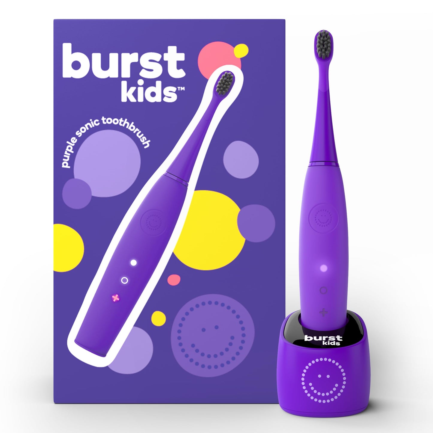 BURST Kids & Toddlers Electric Toothbrush (Purple) – Soft Bristles, 2-Min Timer, Rechargeable