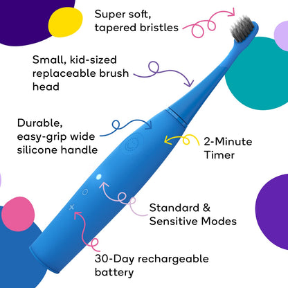 Burst Kids & Toddlers Electric Toothbrush (Pink) – Soft Bristles, 2-Minute Timer, Rechargeable