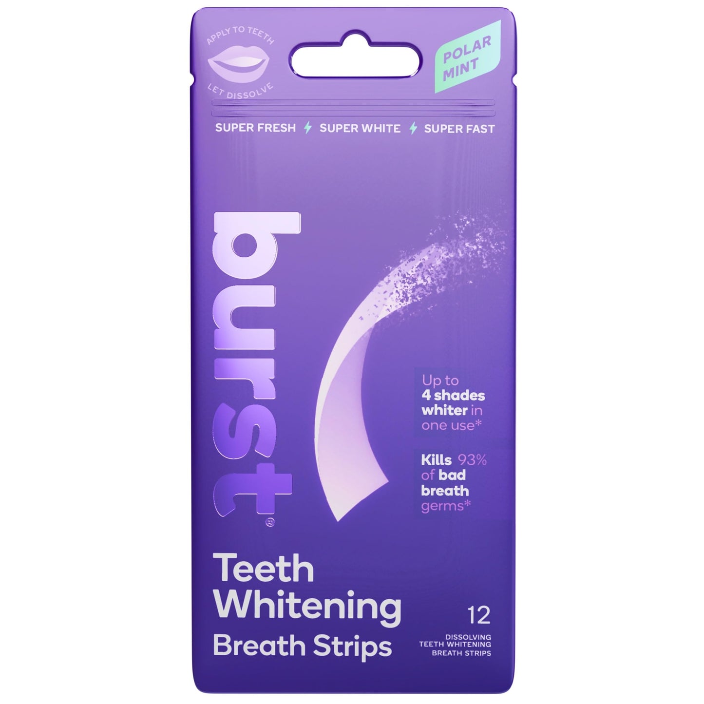 Burst Teeth Whitening Breath Strips Polar Mint – 1 Pack | Kills 93% of Bad Breath Germs