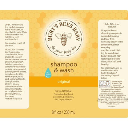 Burt's Bees Baby Bee Original Shampoo & Wash 8 oz – Tear-Free Baby Wash