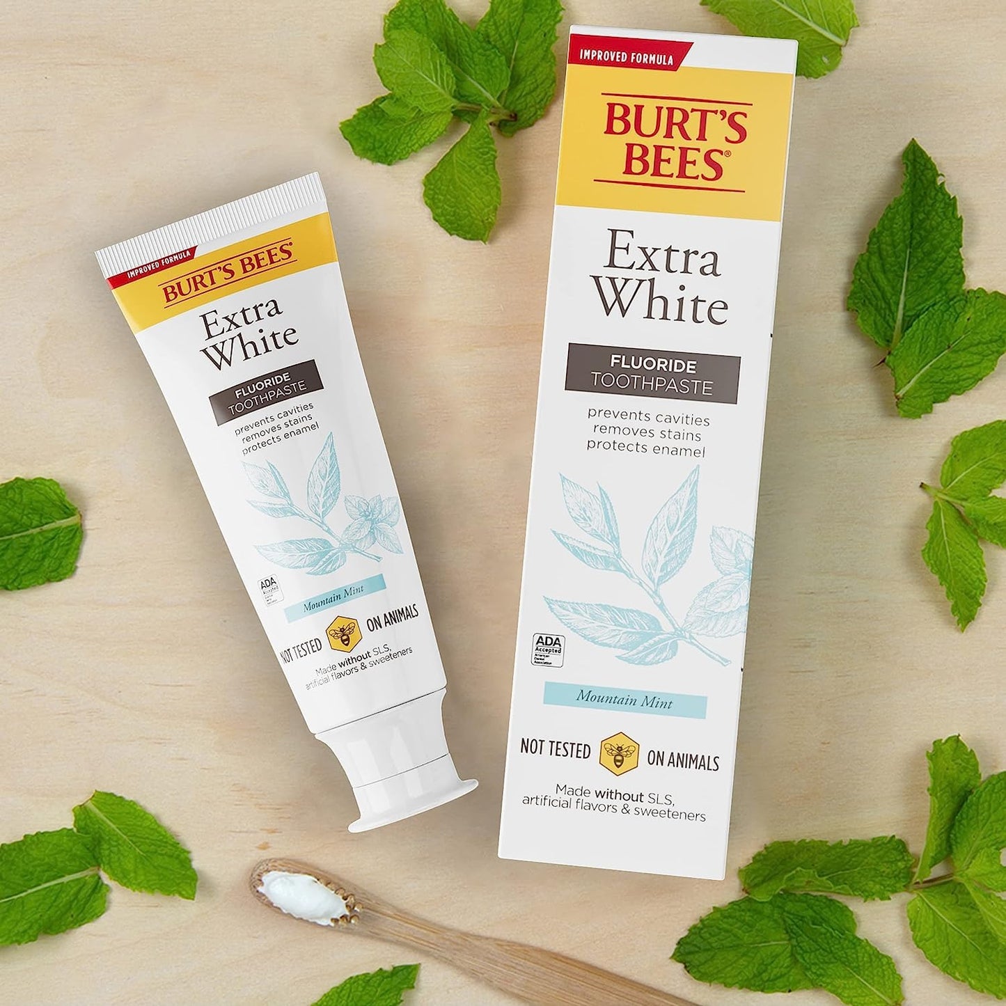 Burt's Bees Extra White Toothpaste - Fluoride Mountain Mint, 4.7 oz, Pack of 3