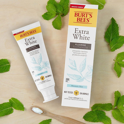 Burt's Bees Extra White Toothpaste - Fluoride Mountain Mint, 4.7 oz, Pack of 3