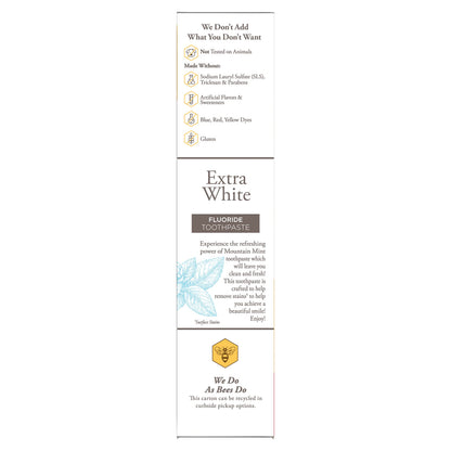 Burt's Bees Extra White Toothpaste - Fluoride Mountain Mint, 4.7 oz, Pack of 3