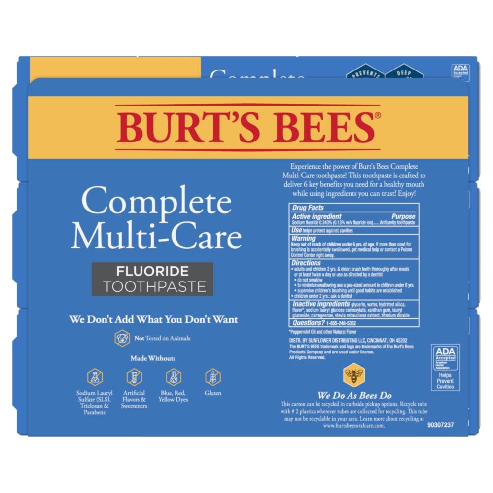 Burt's Bees Complete Multi-Care Toothpaste 4.7 oz – Pack of 3