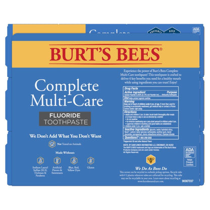 Burt's Bees Complete Multi-Care Toothpaste 4.7 oz – Pack of 3