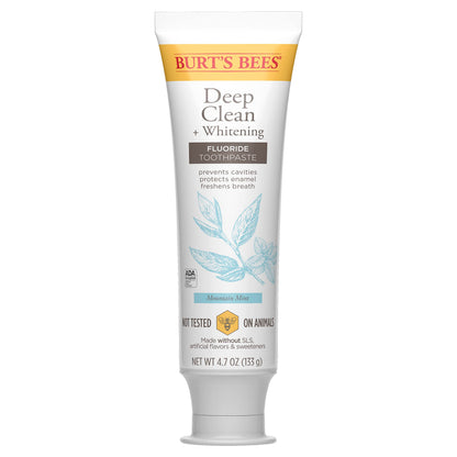 Burt's Bees Toothpaste Mountain Mint Deep Clean + Whitening, Fluoride, ADA Accepted — 4.7 oz (Pack of 3)