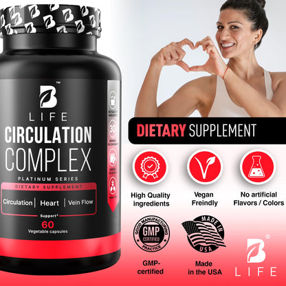 Circulation Support for Vein & Artery Health | Vascular Support with L-Arginine, Horse Chestnut & Butcher’s Broom | 60 Capsules