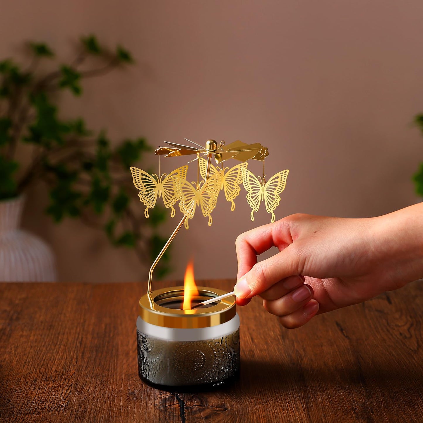 Butterfly Rotatable Candles for Women – Vanilla Cream Scent, Gray