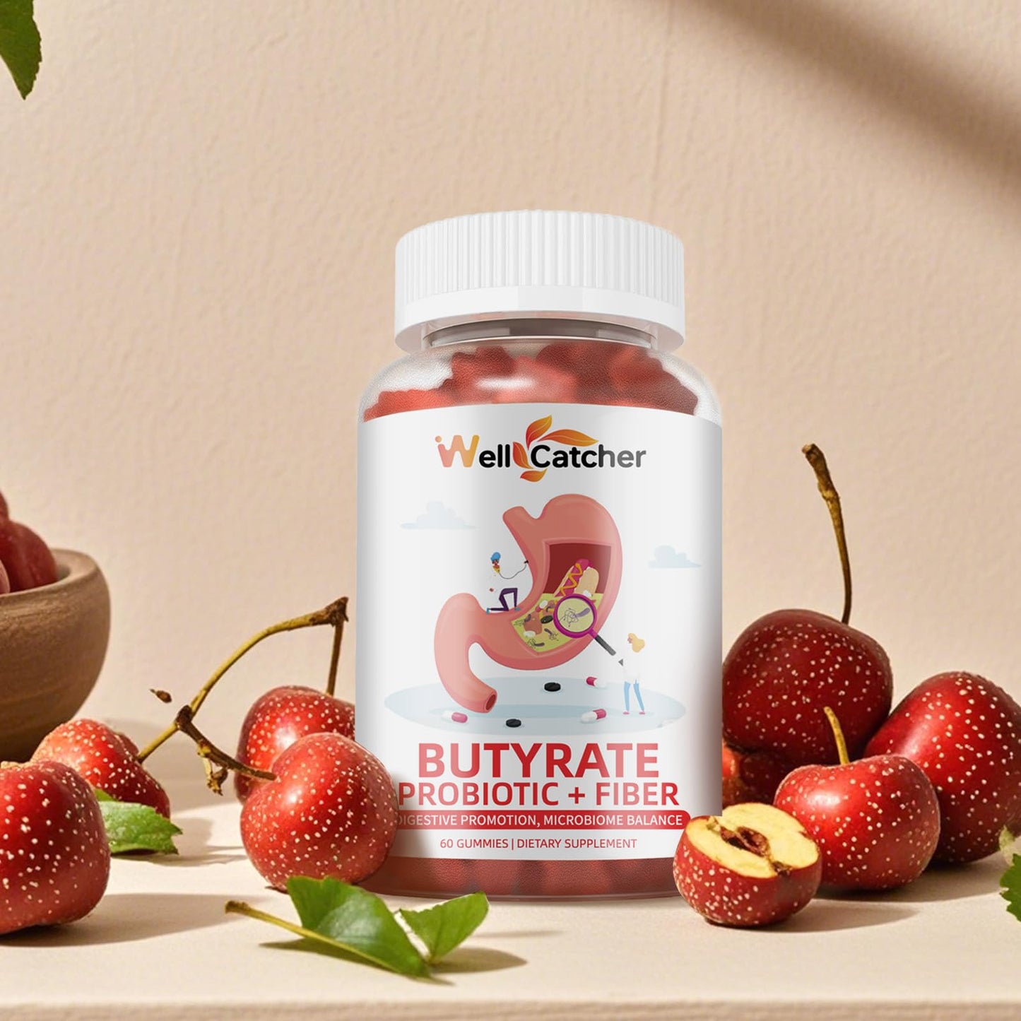 Butyrate Gummies for Gut Health with Probiotic & Prebiotic Fiber – Sugar Free & Vegan