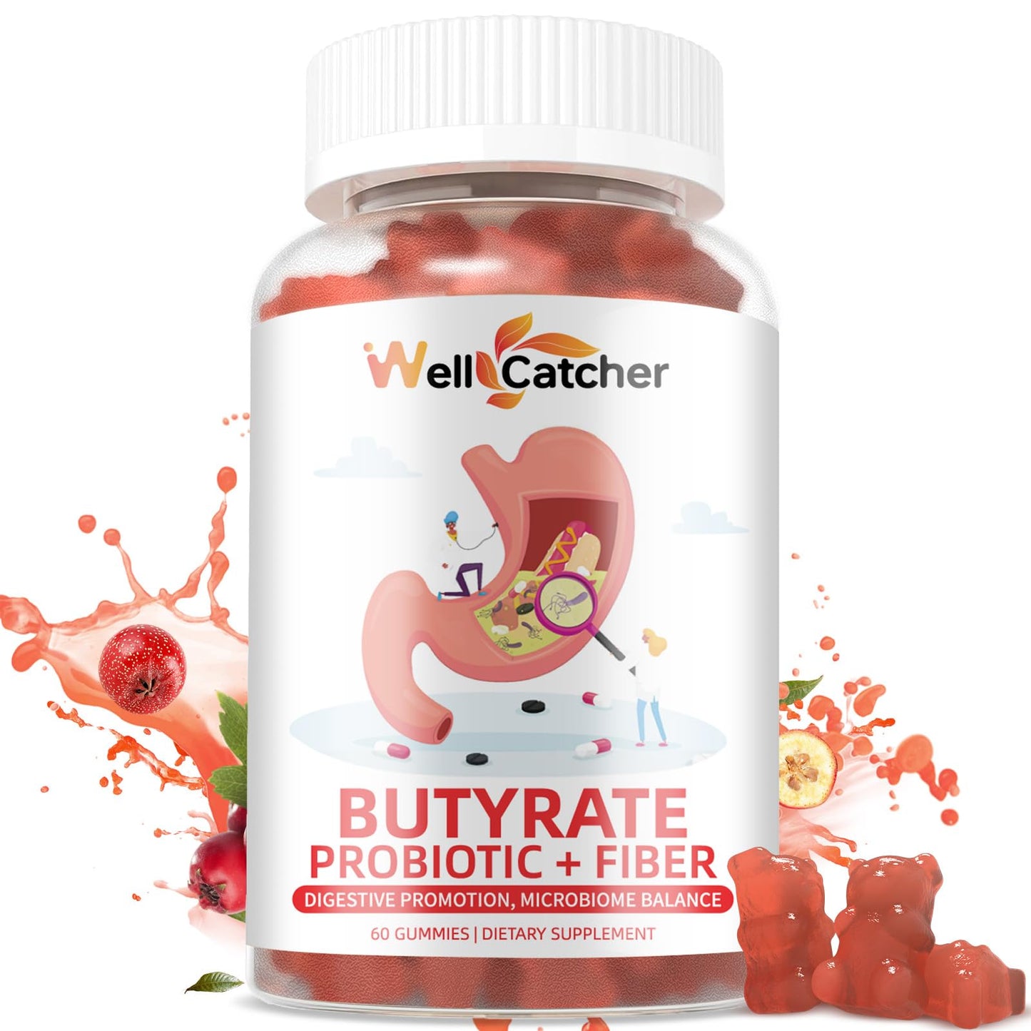 Butyrate Gummies for Gut Health with Probiotic & Prebiotic Fiber – Sugar Free & Vegan