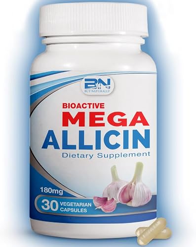 BuyNaturally Mega Allicin 180,000mcg – Odor-Controlled Garlic (30 Count), Vegan