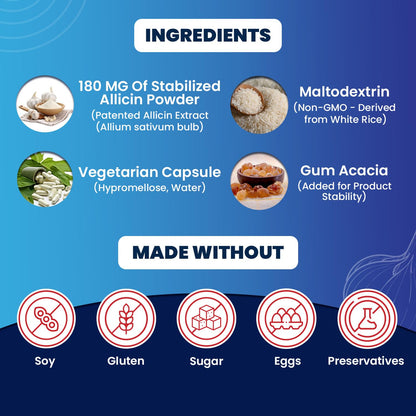 BuyNaturally Mega Allicin 180,000mcg – Odor-Controlled Garlic (30 Count), Vegan