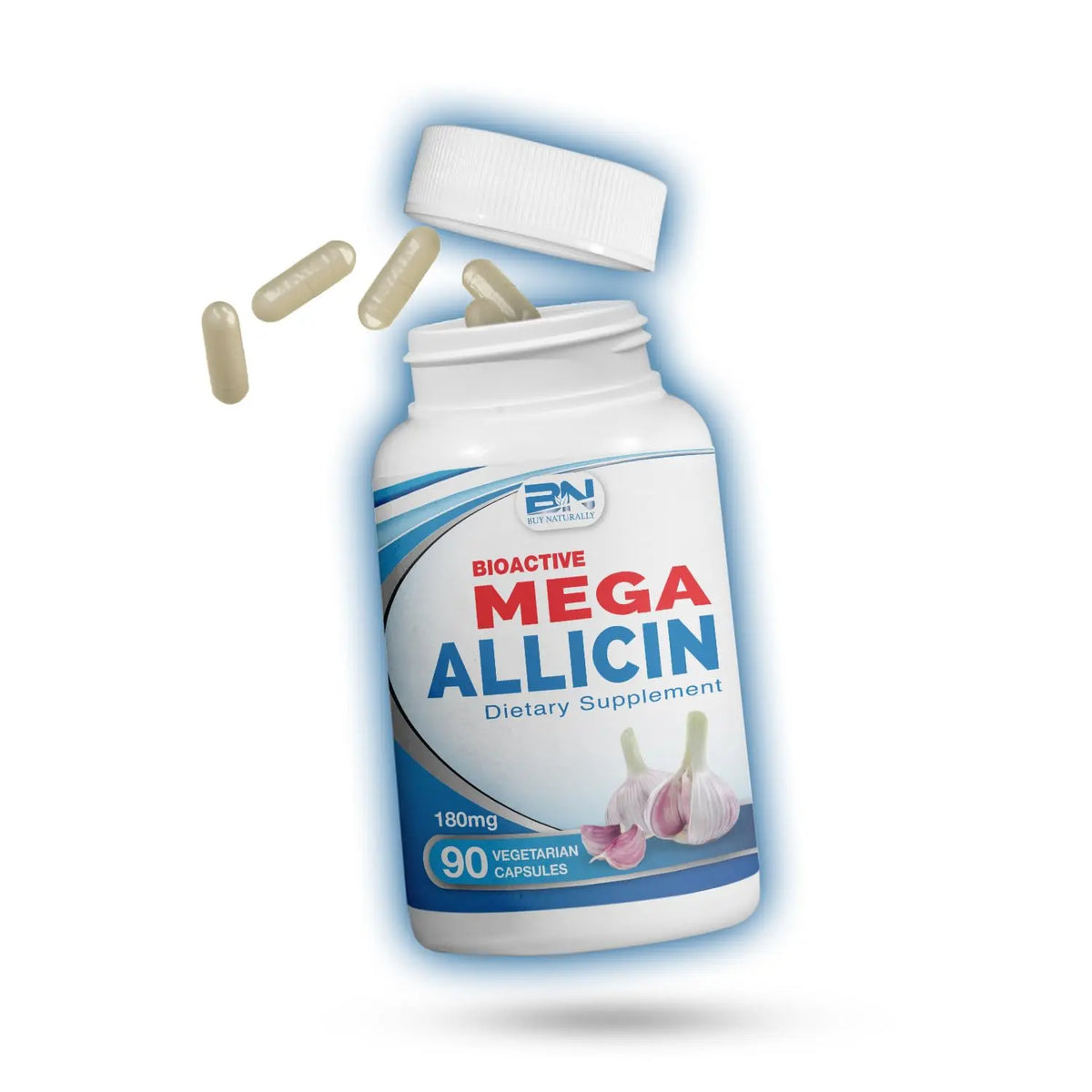 BuyNaturally Potent Allicin Odor-Controlled Garlic Supplement | Mega Allicin 180,000 mcg Veggie Capsules (90 Count) BritishVita | Premium UK Vitamins & Wellness Supplements