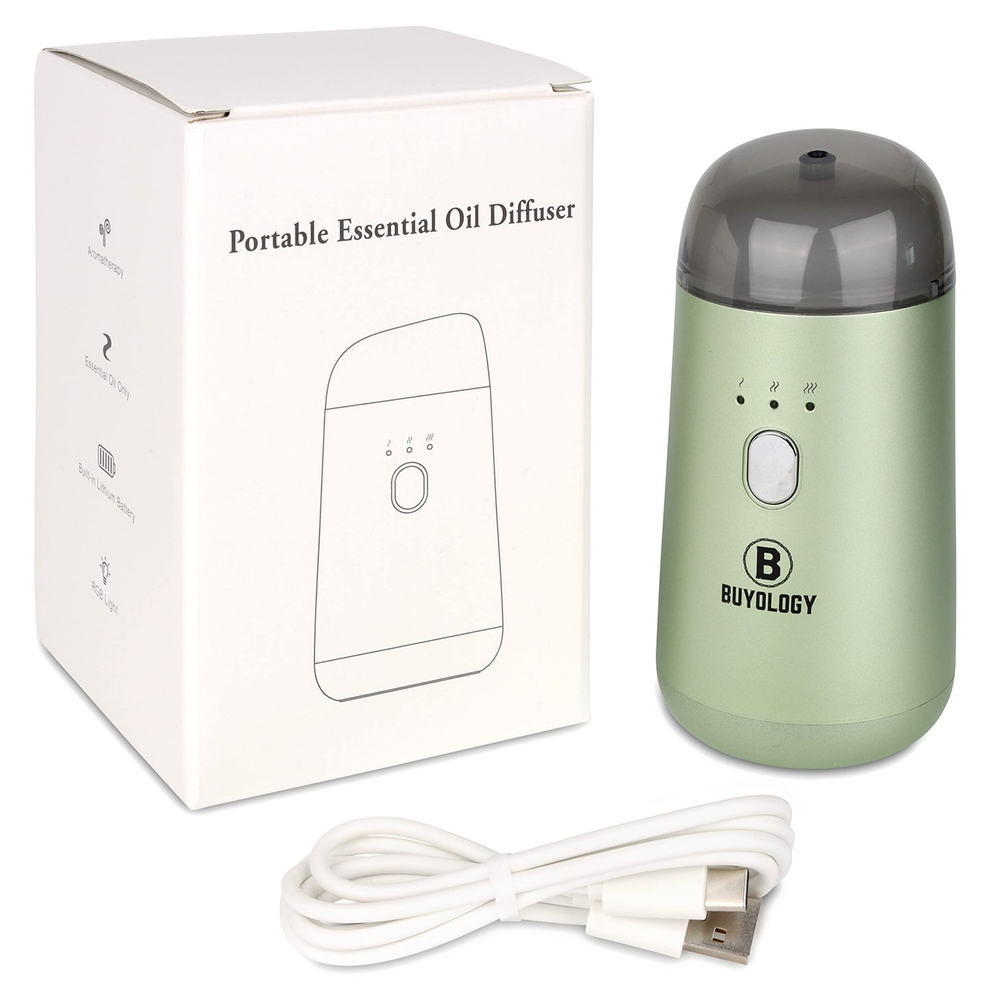 Buyology Rechargeable Car Diffuser – Waterless Nebulizing Aromatherapy (Cordless)