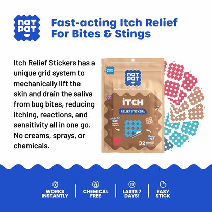 BUZZPATCH NATPAT Magic Patch Itch Relief Stickers — Insect Bite Patches (32 Count)