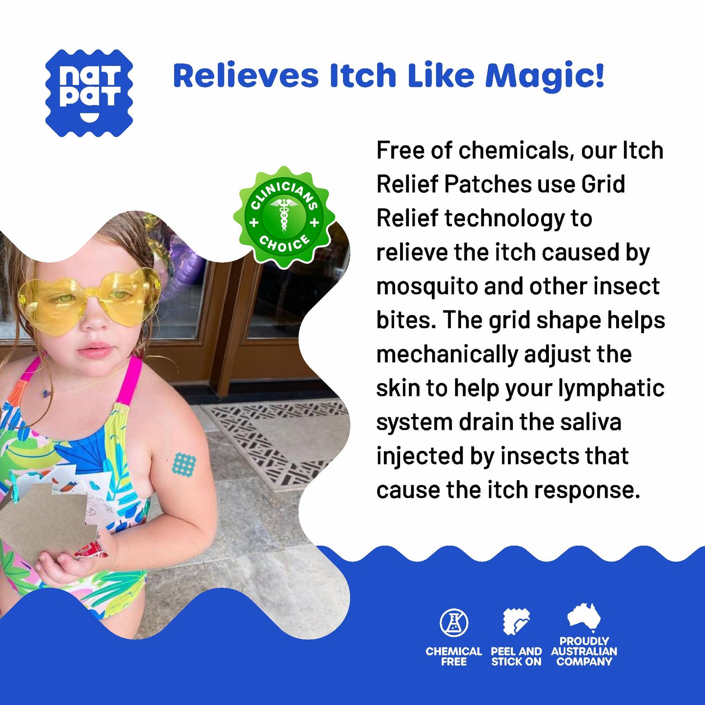 BUZZPATCH NATPAT Magic Patch Itch Relief Stickers — Insect Bite Patches (32 Count)