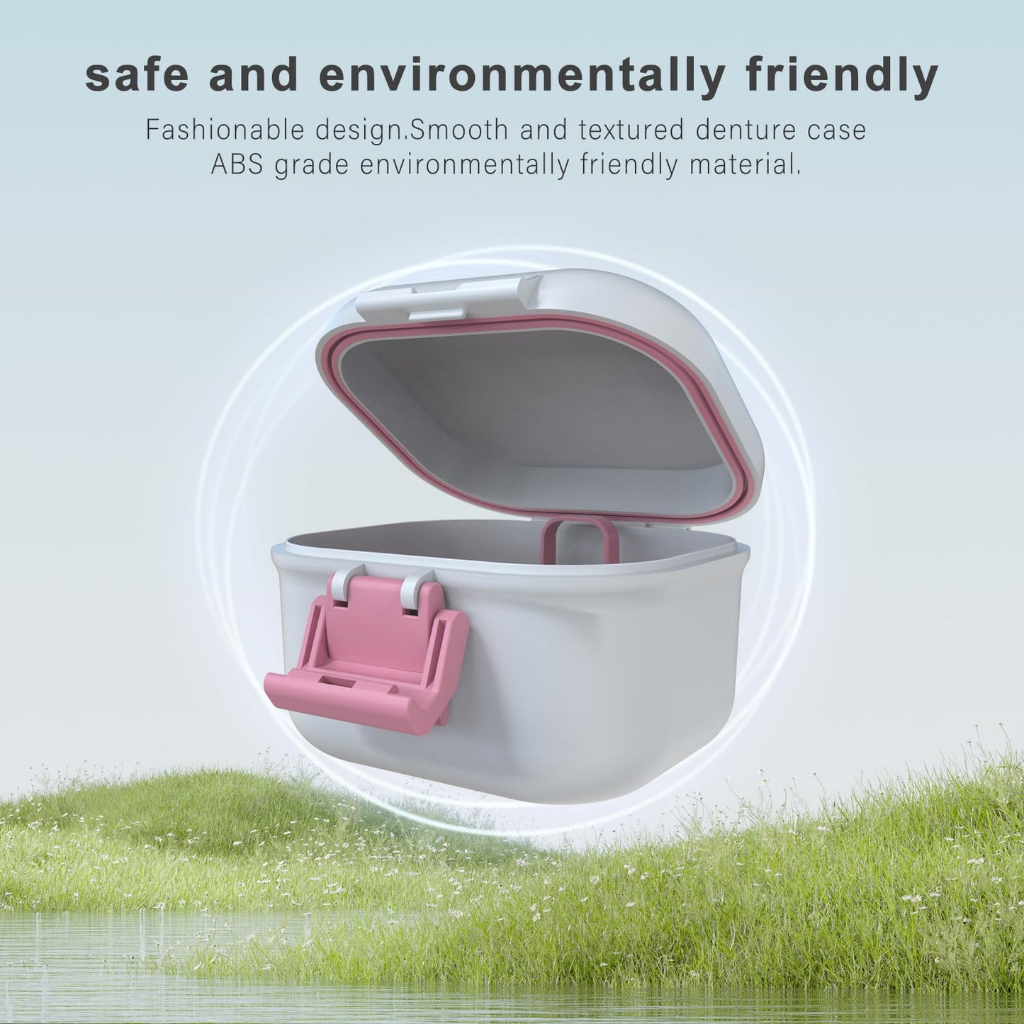 BVN Leak-Proof Denture Case – Pink & White Denture Cup for Soaking