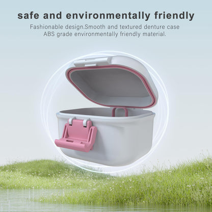 BVN Leak-Proof Denture Case – Pink & White Denture Cup for Soaking