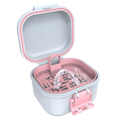 BVN Leak-Proof Denture Case – Pink & White Denture Cup for Soaking