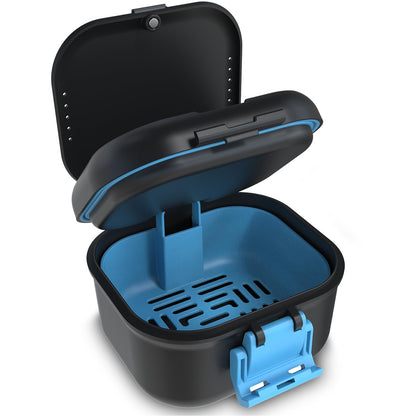 BVN Leakproof Denture Cup - Upgraded Carrying Storage (Black/Blue)