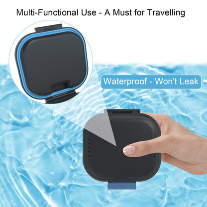 BVN Leakproof Denture Cup - Upgraded Carrying Storage (Black/Blue)