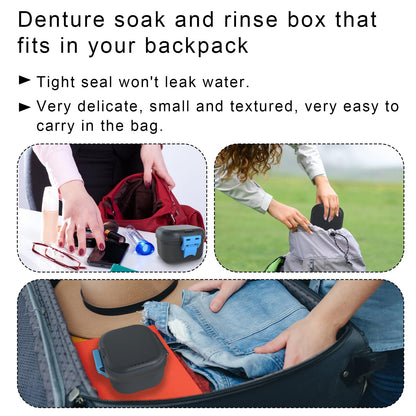 BVN Leakproof Denture Cup - Upgraded Carrying Storage (Black/Blue)
