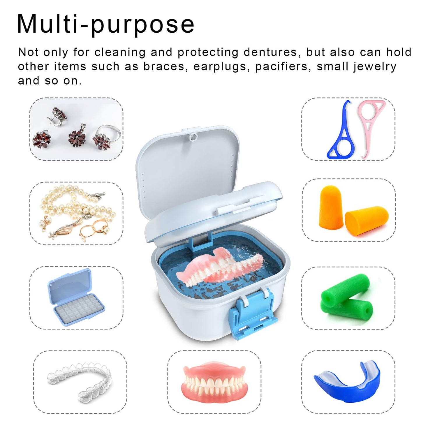 BVN Leakproof Denture Cup - Travel Storage Case with Filter