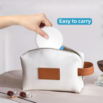 BVN Leak-Proof Denture Bath Cup for Travel – Soak Dentures & Retainer Case (White/Blue)