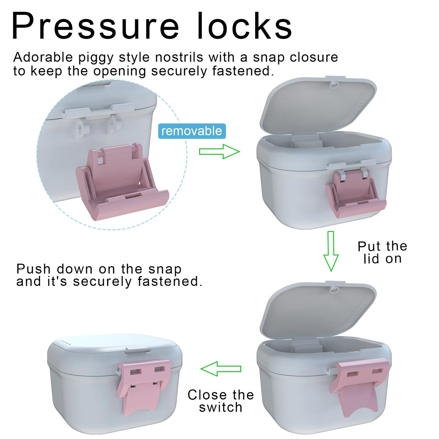 BVN Leakproof Denture Cup – Upgraded Carrying Storage & Travel Case (White/Pink)
